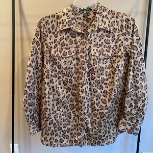 Lauren Ralph Lauren Vintage Leopard Print Long Sleeve Shirt